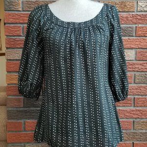 LOFT Black w/ white polka dot 3/4 sleeve blouse